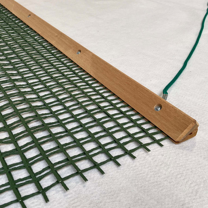 Schleppnetz mit Holz-Balken, Netztiefe 115 cm, zweilagig, Farbe grün, B-Ware