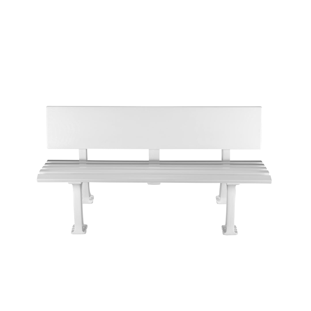 Tennisbank Comfort with advertising table, white, 2 legs, width 150 cm