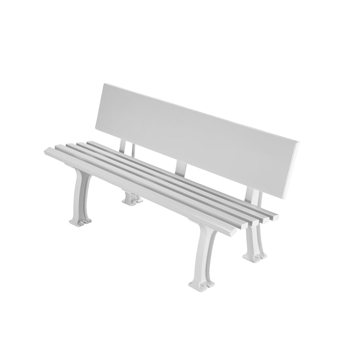 Tennisbank Comfort with advertising table, white, 2 legs, width 150 cm