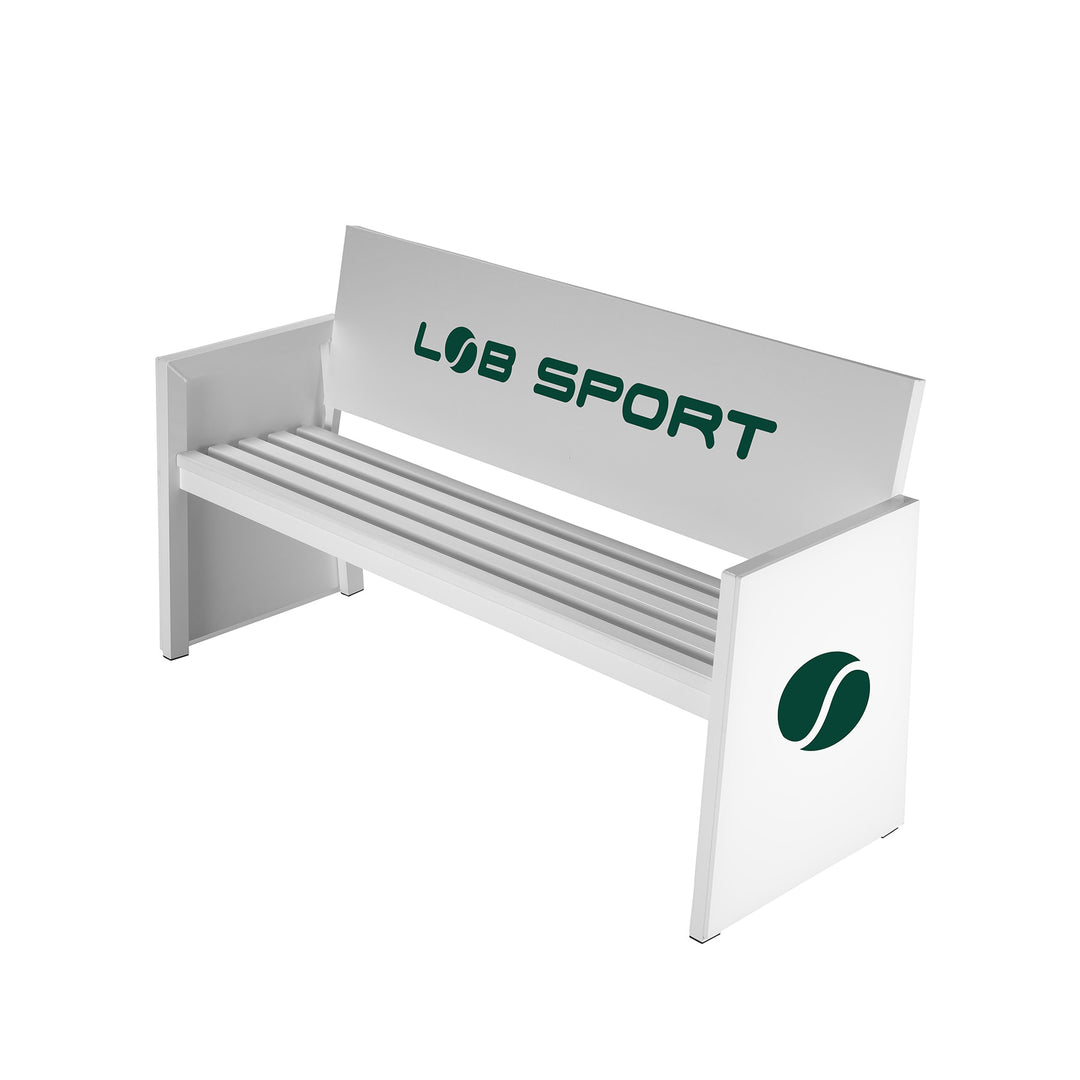 Tennisbank Classic with advertising table, white, 2 legs, width 150 cm