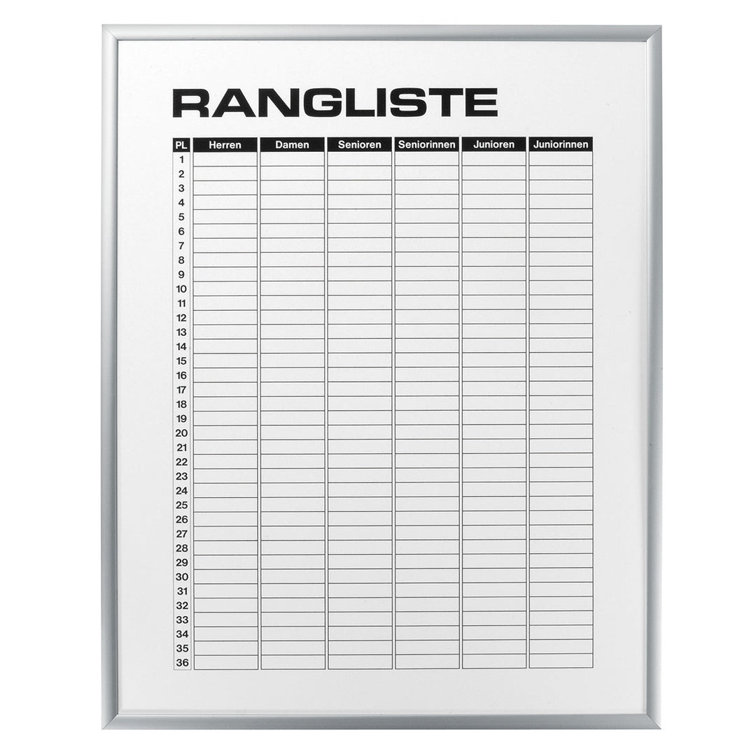 Ranking list divided into 6 / information box, 70 x 50 cm