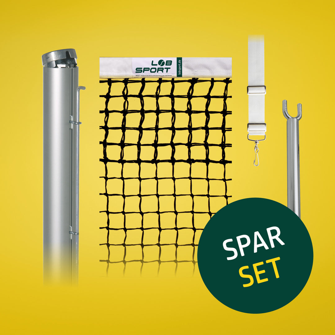 Spar-Set 1: Tennis post round, tennis network Wimbledon, singing sticks, belt band metal slide snap blind