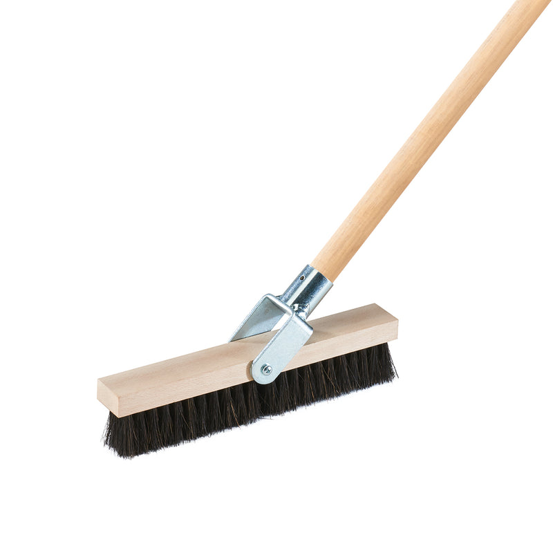 Line broom with moveable handle mount